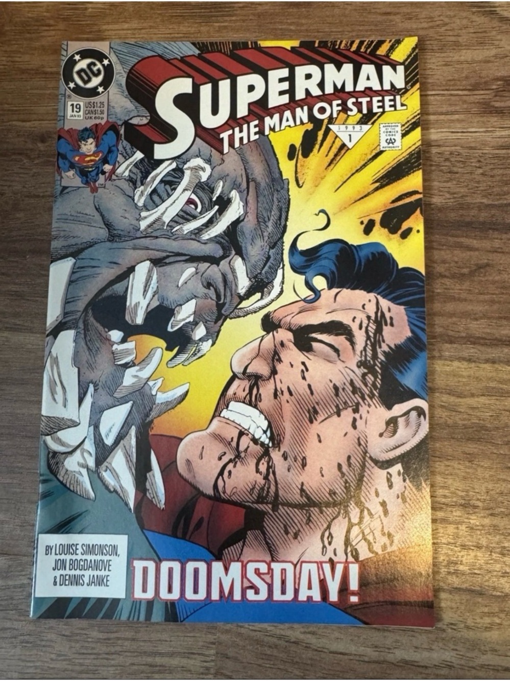 DC Superman The Man of Steel Comic Cover - Blue Red Yellow Gray